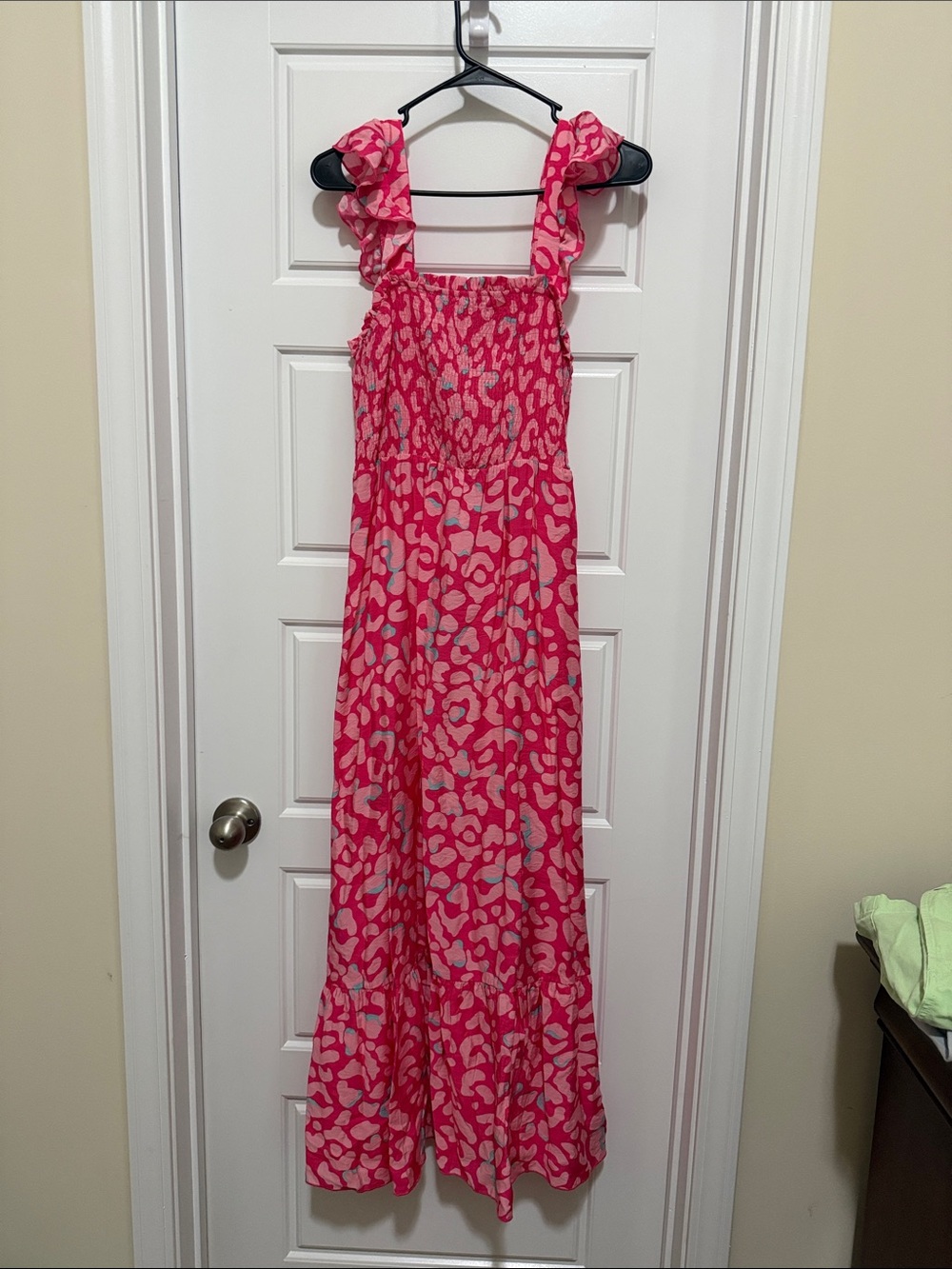Source Unknown Pink Patterned Ruffle-Strap Maxi Dress